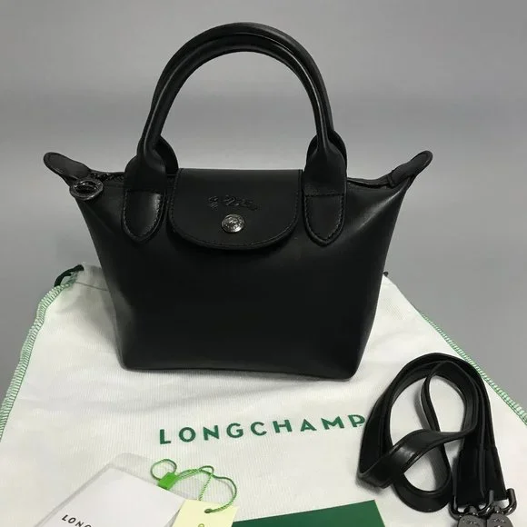 Longchamp Women's White Mini Le Pliage Leather Top Handle Bag Purse Crossbody i - Picture 5 of 11